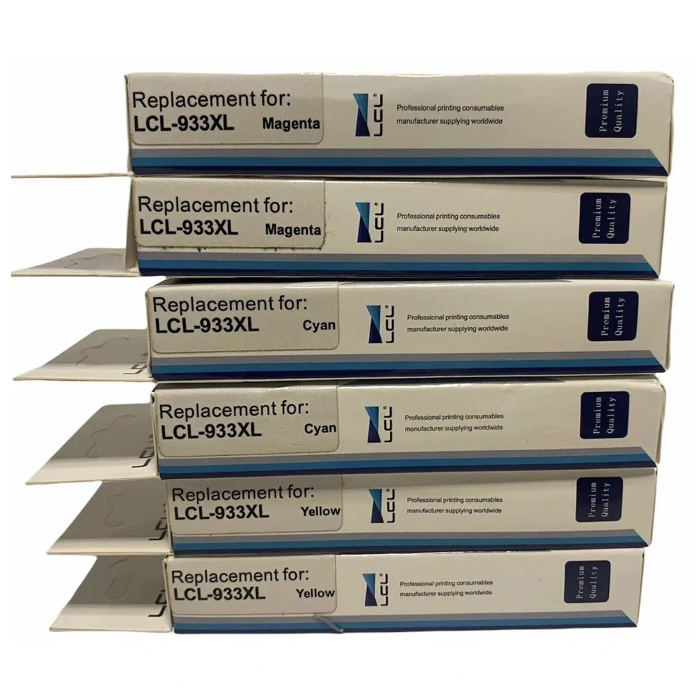 6 Pack Ink Cartridges Replacement for LCL-933XL 2 Cyan, 2 yellow, 2 magenta NEW